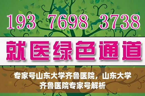 专家号山东大学齐鲁医院，山东大学齐鲁医院专家号解析