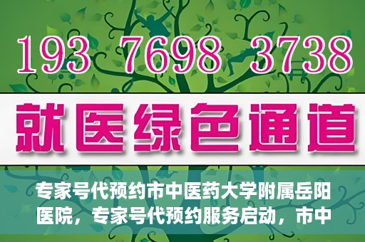专家号代预约市中医药大学附属岳阳医院，专家号代预约服务启动，市中医药大学附属岳阳医院便捷就医新体验