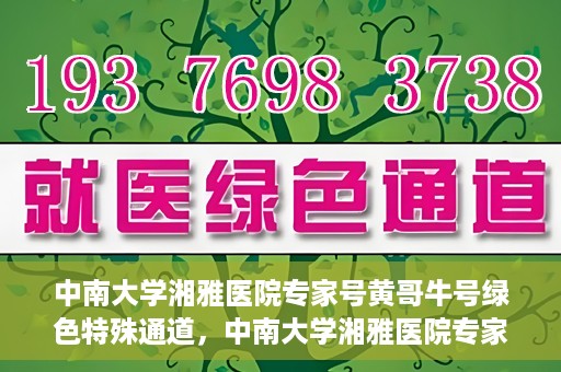 中南大学湘雅医院专家号黄哥牛号绿色特殊通道，中南大学湘雅医院专家黄哥牛号，绿色特殊通道助患者高效就医体验