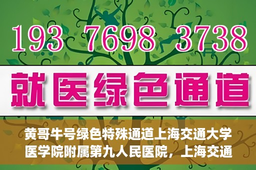 黄哥牛号绿色特殊通道上海交通大学医学院附属第九人民医院，上海交通大学医学院附属第九人民医院开通绿色特殊通道——黄哥牛号服务新篇章