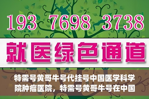 特需号黄哥牛号代挂号中国医学科学院肿瘤医院，特需号黄哥牛号在中国医学科学院肿瘤医院代挂号实录