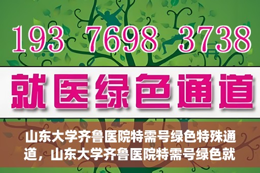 山东大学齐鲁医院特需号绿色特殊通道，山东大学齐鲁医院特需号绿色就医通道揭秘