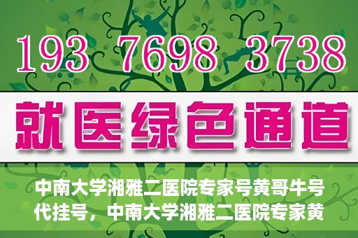 中南大学湘雅二医院专家号黄哥牛号代挂号，中南大学湘雅二医院专家黄哥牛号代挂号攻略，专业医疗服务的便捷之选