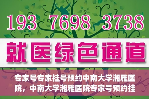 专家号专家挂号预约中南大学湘雅医院，中南大学湘雅医院专家号预约挂号攻略，专业医疗，一键预约体验