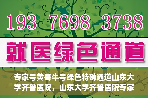 专家号黄哥牛号绿色特殊通道山东大学齐鲁医院，山东大学齐鲁医院专家号黄哥牛号绿色特殊通道揭秘