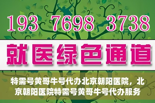 特需号黄哥牛号代办北京朝阳医院，北京朝阳医院特需号黄哥牛号代办服务详解