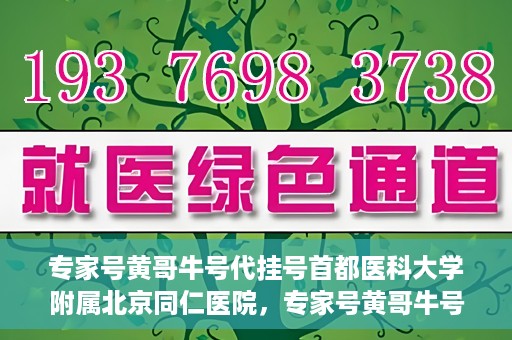 专家号黄哥牛号代挂号首都医科大学附属北京同仁医院，专家号黄哥牛号代挂号，北京同仁医院的医疗预约背后的故事