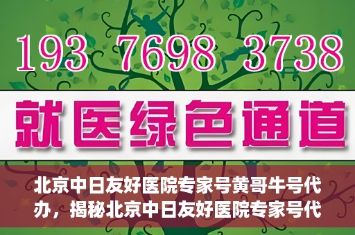 北京中日友好医院专家号黄哥牛号代办，揭秘北京中日友好医院专家号代办背后的故事，黄哥牛号代办引热议