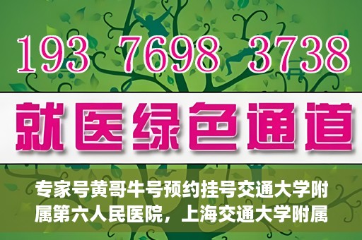 专家号黄哥牛号预约挂号交通大学附属第六人民医院，上海交通大学附属第六人民医院专家号黄哥牛号预约挂号指南