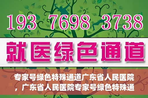 专家号绿色特殊通道广东省人民医院，广东省人民医院专家号绿色特殊通道解析