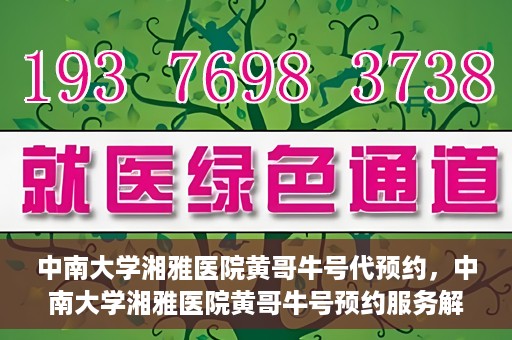 中南大学湘雅医院黄哥牛号代预约，中南大学湘雅医院黄哥牛号预约服务解析