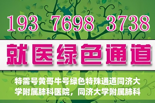特需号黄哥牛号绿色特殊通道同济大学附属肺科医院，同济大学附属肺科医院开设特需绿色特殊通道，黄哥牛号引领就医新风尚
