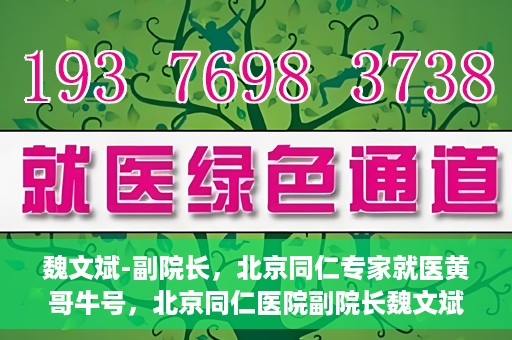 魏文斌-副院长，北京同仁专家就医黄哥牛号，北京同仁医院副院长魏文斌，黄哥牛号背后的专家就医解读
