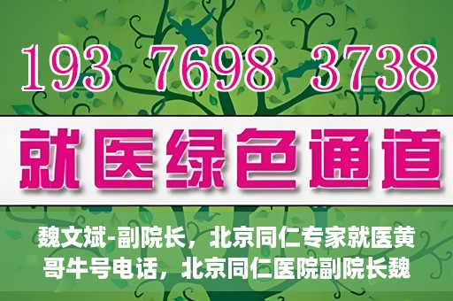 魏文斌-副院长，北京同仁专家就医黄哥牛号电话，北京同仁医院副院长魏文斌，黄哥牛号电话背后的就医专家力量