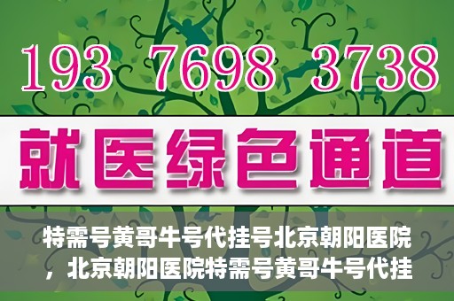 特需号黄哥牛号代挂号北京朝阳医院，北京朝阳医院特需号黄哥牛号代挂号服务解析