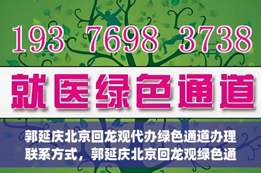郭延庆北京回龙观代办绿色通道办理联系方式，郭延庆北京回龙观绿色通道办理，联系方式及代办服务详解