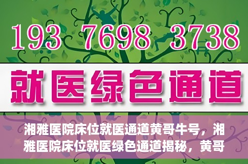 湘雅医院床位就医通道黄哥牛号，湘雅医院床位就医绿色通道揭秘，黄哥牛号领航就医新航道