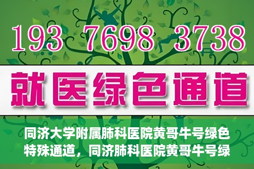 同济大学附属肺科医院黄哥牛号绿色特殊通道，同济肺科医院黄哥牛号绿色特殊通道揭秘