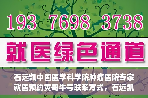 石远凯中国医学科学院肿瘤医院专家就医预约黄哥牛号联系方式，石远凯教授，中国医学科学院肿瘤医院专家预约挂号攻略及联系方式揭秘