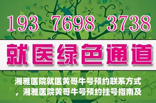 湘雅医院就医黄哥牛号预约联系方式，湘雅医院黄哥牛号预约挂号指南及联系方式揭秘