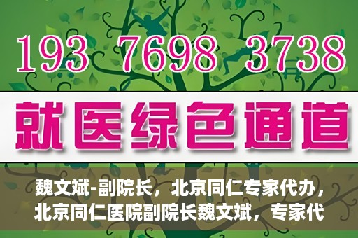 魏文斌-副院长，北京同仁专家代办，北京同仁医院副院长魏文斌，专家代办背后的故事