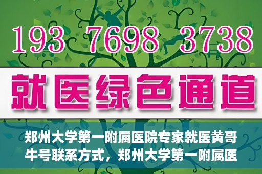 郑州大学第一附属医院专家就医黄哥牛号联系方式，郑州大学第一附属医院黄哥牛号专家就医攻略与联系方式揭秘