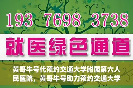 黄哥牛号代预约交通大学附属第六人民医院，黄哥牛号助力预约交通大学附属第六人民医院服务