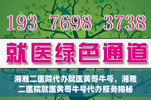 湘雅二医院代办就医黄哥牛号，湘雅二医院就医黄哥牛号代办服务揭秘