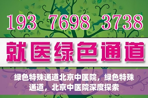 绿色特殊通道北京中医院，绿色特殊通道，北京中医院深度探索