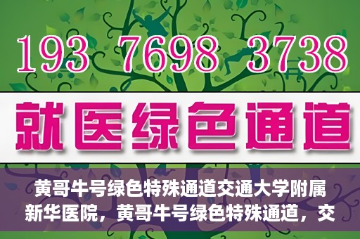黄哥牛号绿色特殊通道交通大学附属新华医院，黄哥牛号绿色特殊通道，交通大学附属新华医院的探索与实践