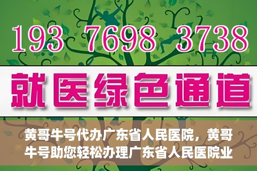 黄哥牛号代办广东省人民医院，黄哥牛号助您轻松办理广东省人民医院业务手续