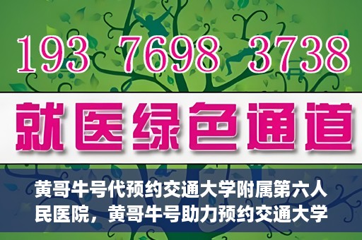 黄哥牛号代预约交通大学附属第六人民医院，黄哥牛号助力预约交通大学附属第六人民医院服务