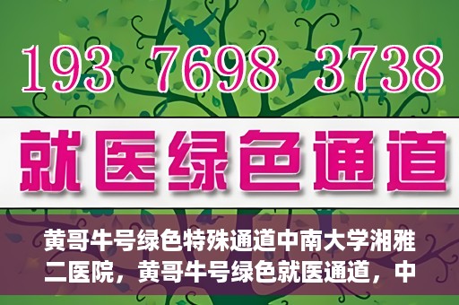 黄哥牛号绿色特殊通道中南大学湘雅二医院，黄哥牛号绿色就医通道，中南大学湘雅二医院特色服务揭秘