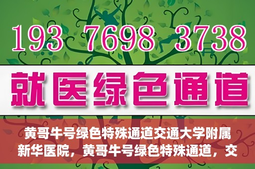 黄哥牛号绿色特殊通道交通大学附属新华医院，黄哥牛号绿色特殊通道，交通大学附属新华医院的探索与实践