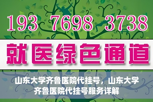山东大学齐鲁医院代挂号，山东大学齐鲁医院代挂号服务详解