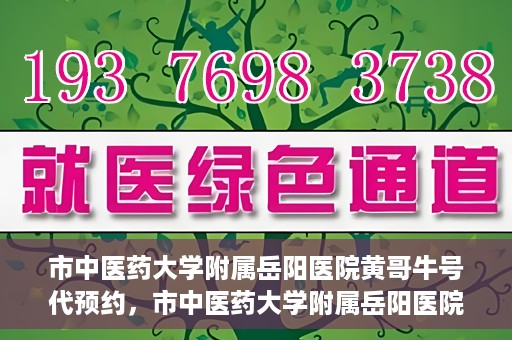 市中医药大学附属岳阳医院黄哥牛号代预约，市中医药大学附属岳阳医院黄哥牛号预约服务启动