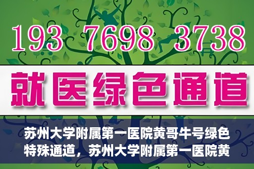 苏州大学附属第一医院黄哥牛号绿色特殊通道，苏州大学附属第一医院黄哥牛号，绿色特殊通道的守护力量