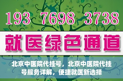 北京中医院代挂号，北京中医院代挂号服务详解，便捷就医新选择