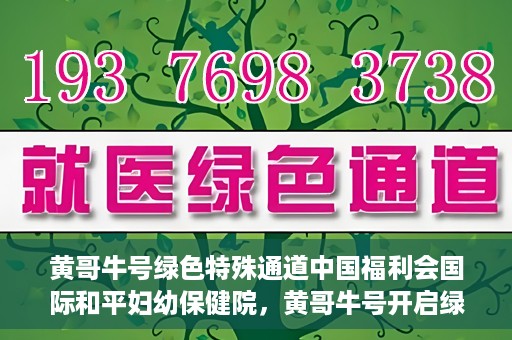 黄哥牛号绿色特殊通道中国福利会国际和平妇幼保健院，黄哥牛号开启绿色特殊通道，助力国际和平妇幼保健院中国福利行动