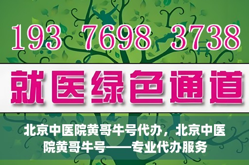 北京中医院黄哥牛号代办，北京中医院黄哥牛号——专业代办服务