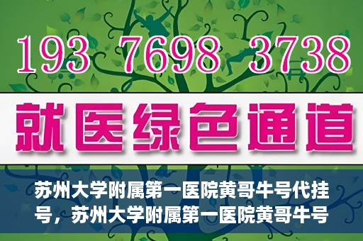 苏州大学附属第一医院黄哥牛号代挂号，苏州大学附属第一医院黄哥牛号代挂号服务解析