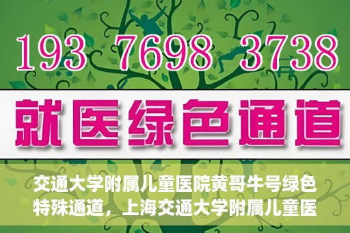 交通大学附属儿童医院黄哥牛号绿色特殊通道，上海交通大学附属儿童医院黄哥牛号绿色特殊通道揭秘