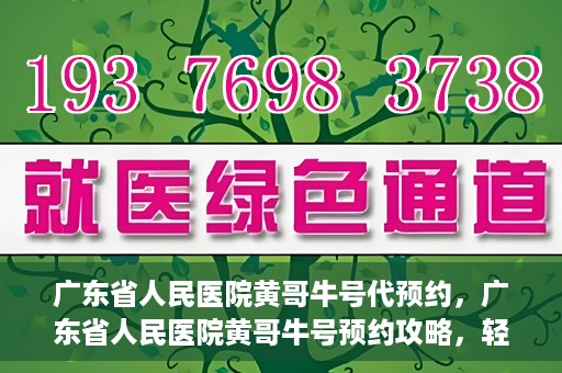 广东省人民医院黄哥牛号代预约，广东省人民医院黄哥牛号预约攻略，轻松掌握预约流程